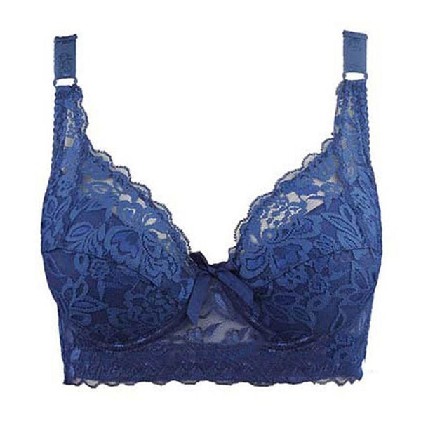 Kvinnor Spets BH Push Up Sexiga BH:ar för Kvinnor Stor storlek Ultra Tunna Underkläder Intimates C D Blue 36D