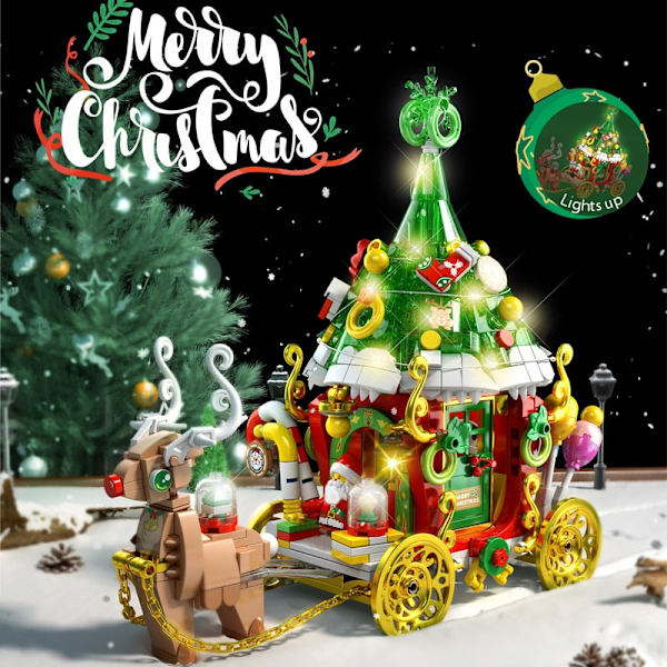 MOC Kreativ Julkul Skrivbordspegel Klossar Jultomte Pepparkakshus Set Byggkloss Dekoration Leksaker Barn Pojkar Gåvor JK5108 As photo