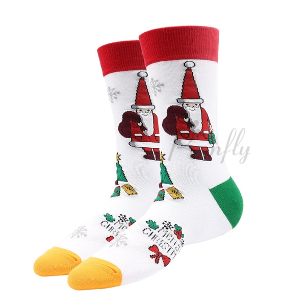 Julstrumpor PEONFLY Nya Färgglada Bomullsstrumpor Herrstrumpor Harajuku Hip Hop Roliga Tecknade Jultomten Kakor 37 EUR38-46