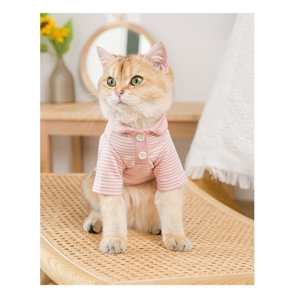 Andningsbara randiga stickad kofta för husdjur, kattkläder Green stripes M