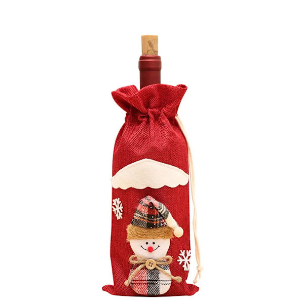 Joulukoristeet kotiin Viinipullon suojus Pölysuoja Ruokapöydän koristeet Joululahja Puun koriste Uusi vuosi 2024 Red snowman34x14cm