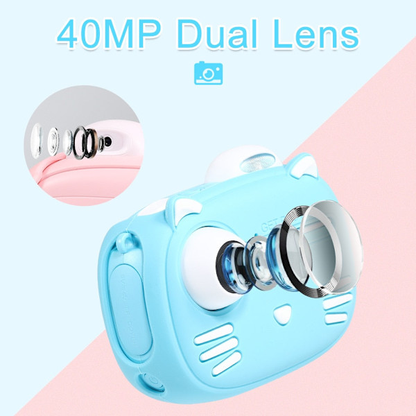 Minibear Barnkamera för Barn Direktkamera 1080P Digitalkamera för Barn Fotokamera Leksaker för Flicka Pojke Födelsedagspresenter T-Paper-10 Rolls
