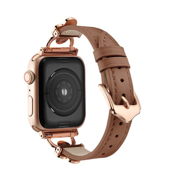 Urrem til Apple Watch iWatch 38/40/41 Sølv Connector Tabby Brun