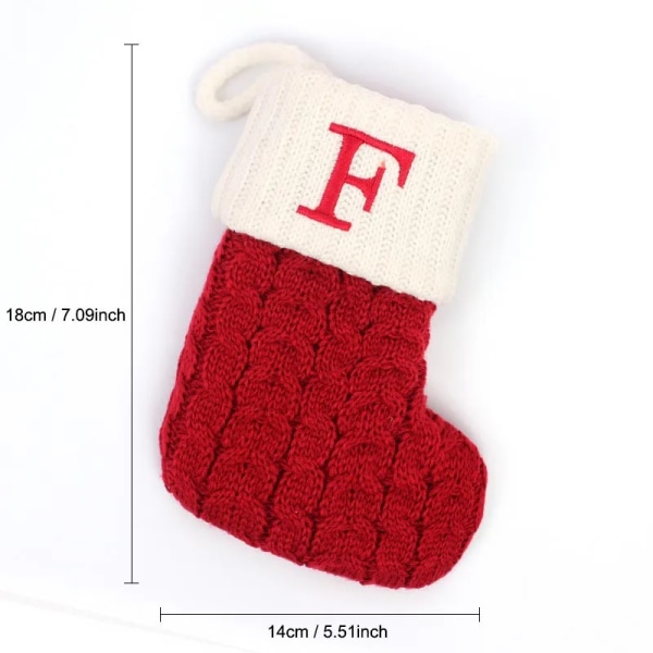 Hängbar Röd stickad Julstrumpa Snöflinga Bokstav Julstrumpa Julgranshängande Ornament 2024 Navidad Natal Xams V