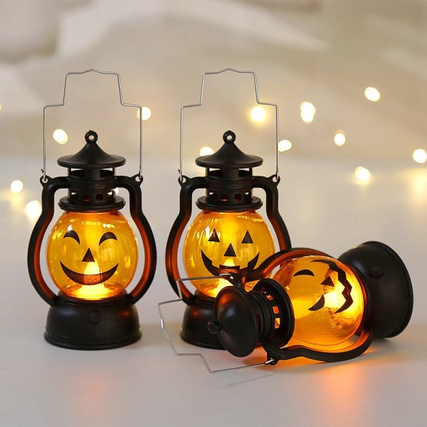 Halloween Lights Pumpa Skräck Ghost Vindlykta DIY hängande prydnader Halloween dekorationer för hem Nyår Barn Presenter bronze gold