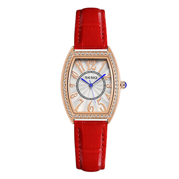 Rektangulært Bælte Mode Dameur Dame Quartz Ur Rose gold Red Belt