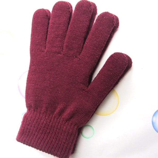 1 Par Stickade Ullhandskar för Par Vinter Enfärgad Hel Finger Vantar Handvärmare Herr Dam Handskar Tjockare Cykelhandskar B11 (Dark Red) One Size