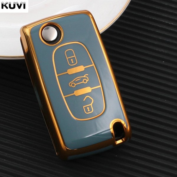 Nytt TPU Bilnyckelfodral Skydd För Peugeot 107 206 207 307 308 406 För Citroen Xsara Picasso C2 C3 C4 C5 C6 C8 Väska 3 button Red