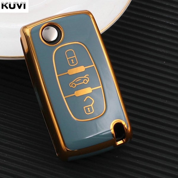Uusi TPU-auton avaimenperäkotelon suojus Peugeot 107 206 207 307 308 406 -malleille Citroen Xsara Picasso C2 C3 C4 C5 C6 C8 -malleille, laukku 2 button Red