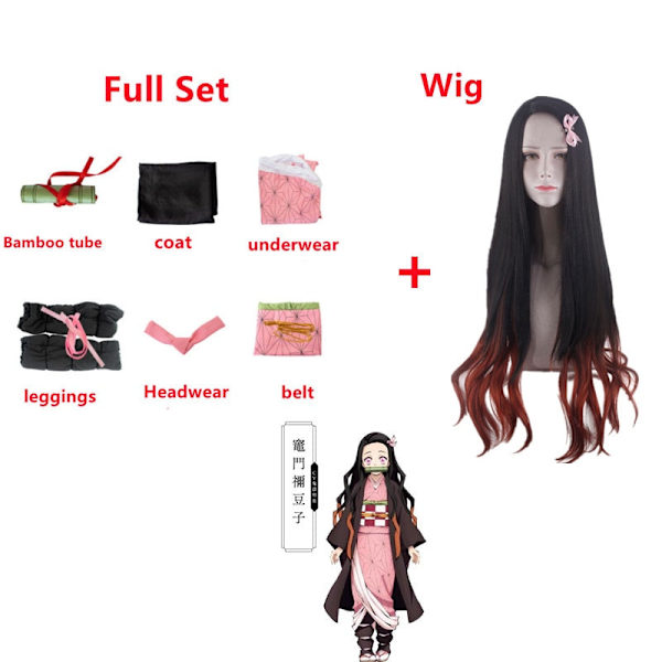 Aikuisten Lasten Anime Demon Slayer Kimetsu no Yaiba Kamado Nezuko Kimono Cosplay Puku Vaatteet A3 120