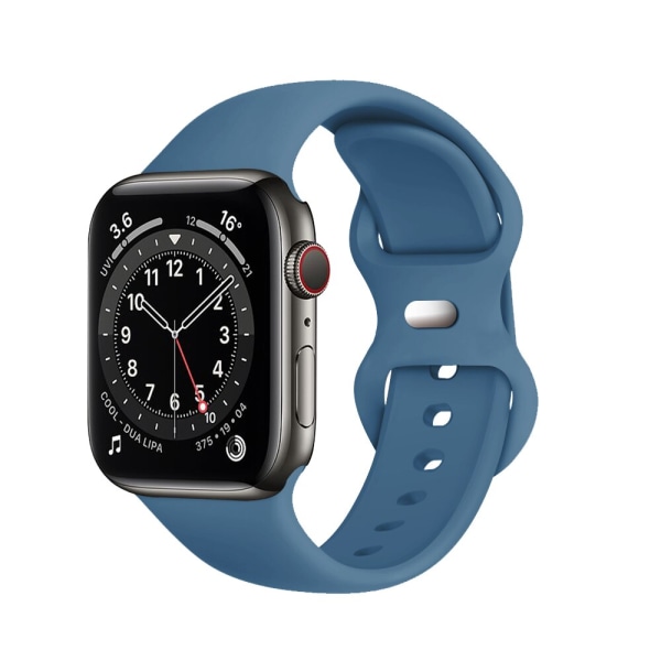 Silikon Sport Band For Apple Watch Series Se 6 5 4 3 21 44mm 40mm Smart Armbånd Klokkebånd Pin Tuck Stropp på iWatch 6 38mm 42mm 8 Navy blue 38MM or 40MM