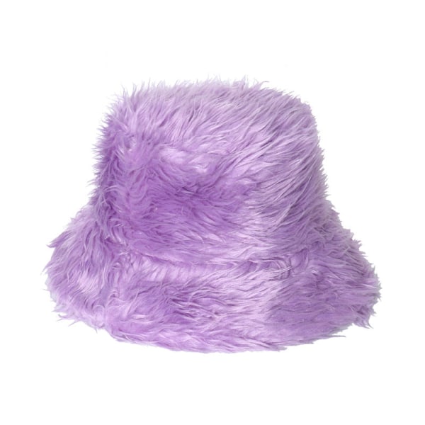 Mössa Trendig varm päls plysch fiskarhatt Light Board Enfärgad Bucket Hat Hona 2023 Light purple 56-58cm