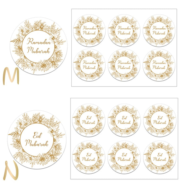 24/48 kpl EID Mubarak -koristetarroja Ramadan Mubarak -koristeet Islamilainen muslimifestivaali Suosikkilahjat Etiketit HAJJ Ramadan Kareem L 48pcs