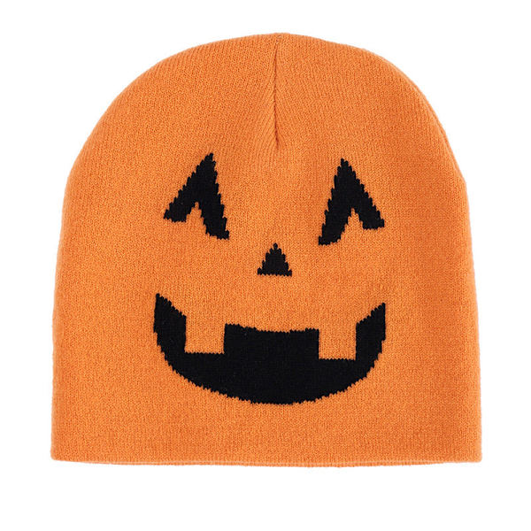 Kreativ Sjovt Udtryk Strikket Hue Pirat Dødningehoved Japansk Harajuku Uldhue Adorkable Pullover Hue Pumpkin smiling face hat Average size