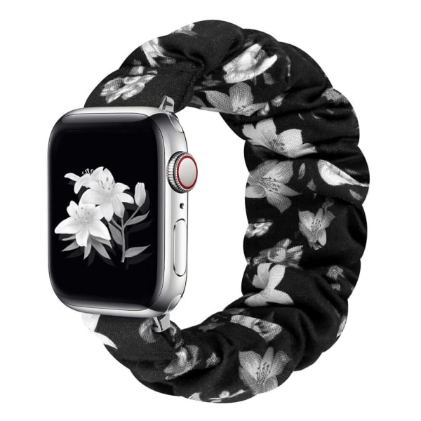 Scrunchie Strap för Apple Watch Band 44mm 40mm iWatch 42/38mm Elastisk Nylon Solo Loop smart armband applewatch serie 5 43 SE 6 White red flower 42mm or 44mm