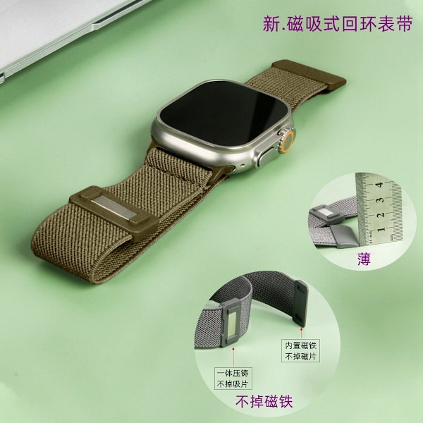 Klockarmband för Apple Watch iWatch S1-S9:38/40/41/S10:42MM Plast inre magnetiskt spänne Enfärgad olivgrön/militärgrön