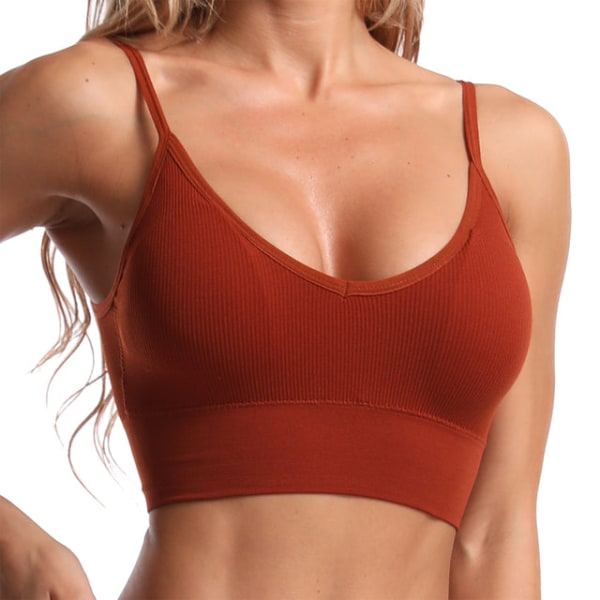 Yoga-BH uten spiler, tubetoppundertøy for kvinner, gym 220 Brown Free Size