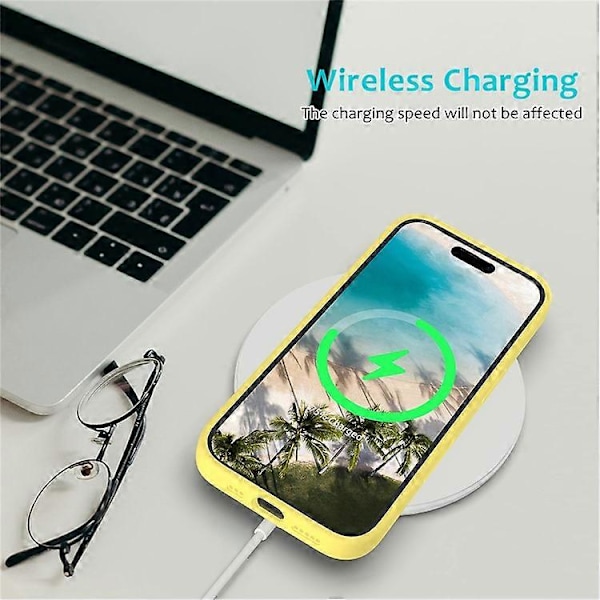 Kompatibelt Skal för iPhone 16, Flytande Silikon, Mjukt Foder, Stötsäkert Telefonskydd Yellow