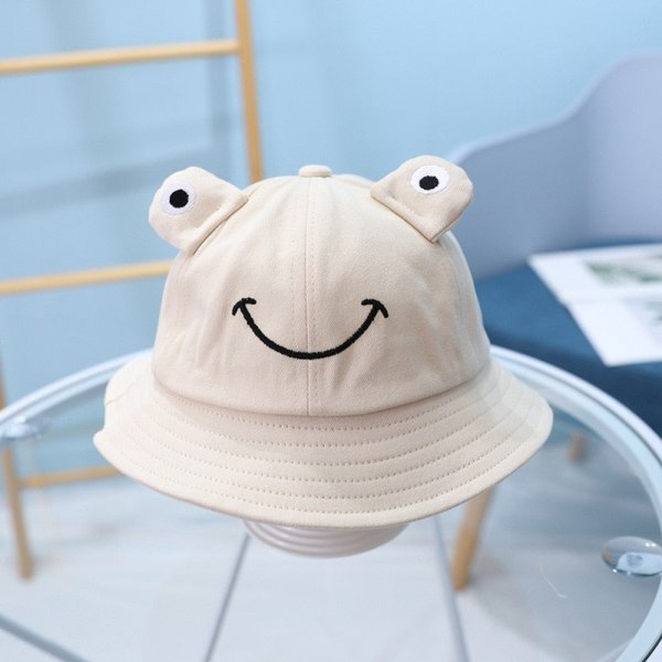 Tecknad groda Barn Bucket Hat Barn Sommar Hattar Pojkar Solkepsar Solskyddande Baby Hattar Kepsar Beige 1-5 years