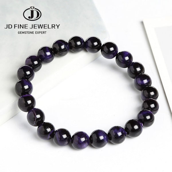 Højkvalitets Blå Tigerøje Buddha Armbånd Natursten Runde Perler Elastisk Reb Mænd Kvinder Armbånd Royal Blue 6mm