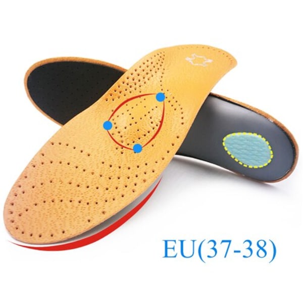 Ortotisk innersula i läder för platt fot valvstöd Ortopediska skor sulor för fötter Män Kvinnor Barn O/X Ben Korrigerad as photo EU 41 to 42