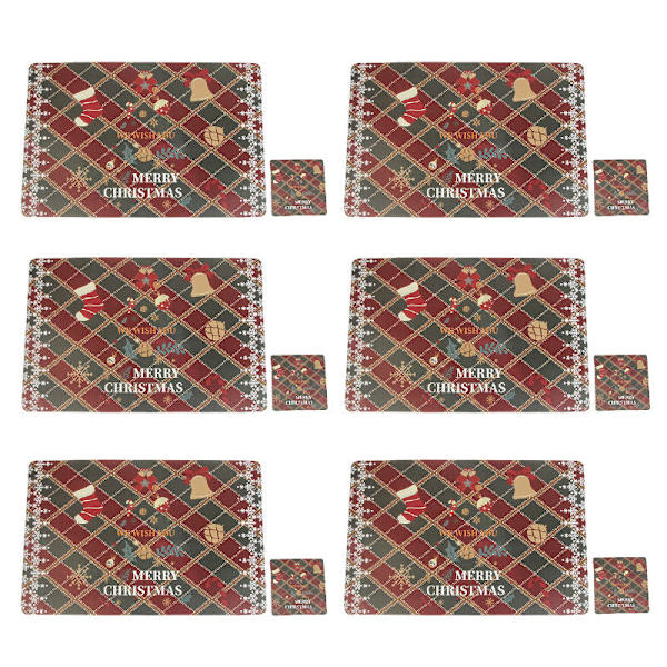 Juledekoration Kreativ Jul PVC Tryk Bordmåtte Kopmåtte Hver 6 Pakke 12 stk Christmas lace