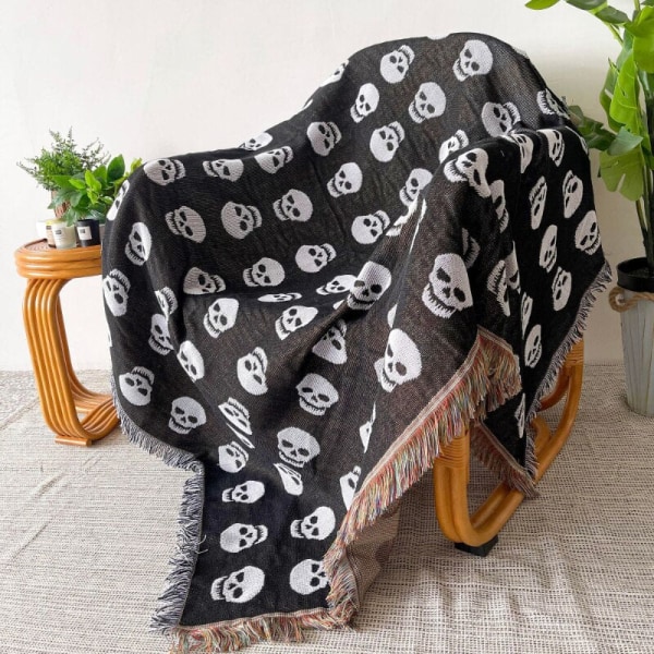 Boho Soffa Sängfilt Stickad Bomull Cover Demon Eye Weighted Gobestry Bohemian Tofs Boho Wall Deco Picknick Matta Filtar L 130x160cm