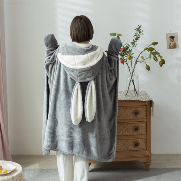 Förälder-barn Lammull Luftkonditionering Filt Tupplur Cover Home Lazy Hooded Cape Cover Lotus root starch Children's style