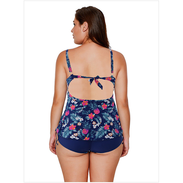 Pigebadedragt Europæisk Flerfarvet Slip-on Ét-delt Bikini Sexet Konservativ Slankende Damebadetøj Black Flower 2XL