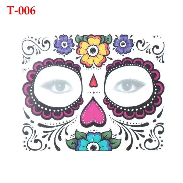 Ansiktsmakeup-klistermärke Special Vattentät ansiktstatuering Day of The Dead Skull Ansiktsklädning Halloween Temporary Tattoo Stickers Rhinestone H10