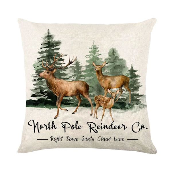 Merry Christmas Kuddfodral 45x45cm Prydnadskudde Vinter Juldekorationer för Hem Träd Hjort Soffa Kuddfodral 0