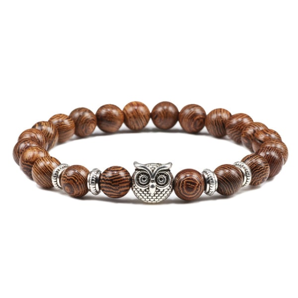 Herrarmband Träpärlor Kors 7 Chakra Healing Balans Onyx Armband & Armringar Uggla Bön Reiki Buddha Dam Smycken Homme Pendant 7 Chakra