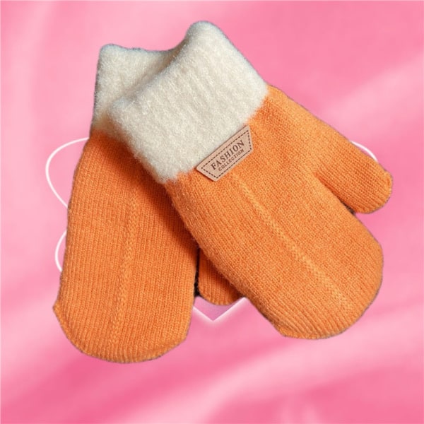 Lasten Käsineet Talvi Yhtenäinen Paksuuntuva Plus Velvet Halter Käsineet Lapsille Taapero Ulkona Pidä Lämpimänä Neulotut Lapaset Narulla K(3-6 Years)