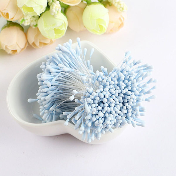 Håndværk 144/420/600/1000 stk./parti Blomster Støvdragere 2 mm DIY Kunstige Blomster Krans til Bryllupsfest Hjemmeindretning D0401 C23 Gray blue 420pcs