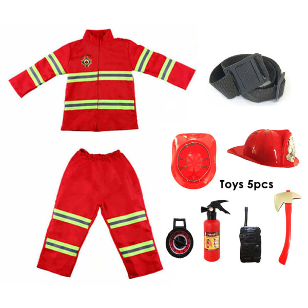 Halloween Firefighter Cosplay kostym för barn Pojkar Flickor Karnevalsfest Sam Fireman Uniform Carnival Leksaker Outfits Arbetskläder Set1 140cm height