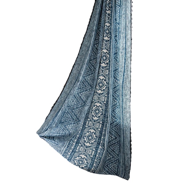 Blå Geometriska Vardagsrumsgardiner Bohemisk Stil Tryckta Gardiner Hook 150*300
