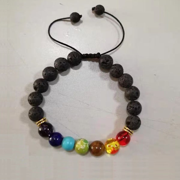 7 Chakra Healing Helmillinen Rannekoru Luonnon Laavakivi Tiikerinsilmähelmet Rannekoru 8MM Naisille Miehille Muoti Jooga Korut 25