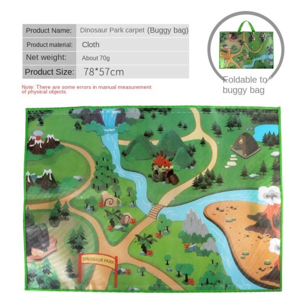 Vandtæt Oxford-stof Dinosaurustæppe Buggytaske Velcro Bærbar Vildtæppe Buggytaske Y dinosaur park map carpet