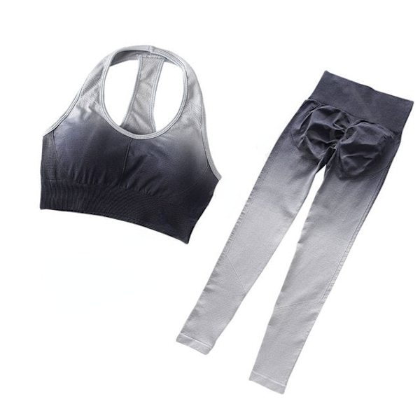 Joogasetti Kuntosalivaatteet Treggingsit Urheiluvaatteet Naisille suit-gray M