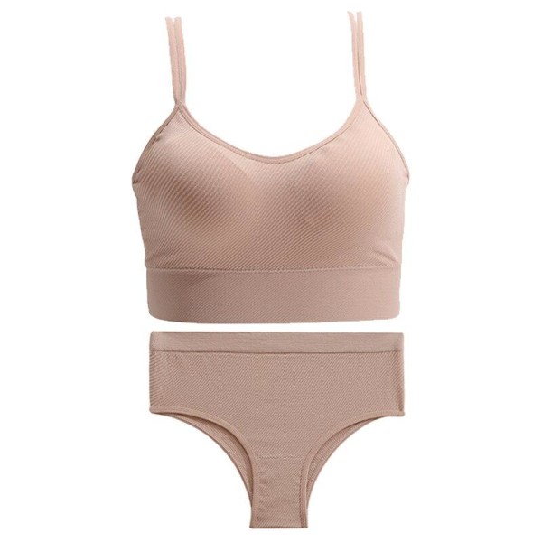 FINETOO Kaksoisolkaimellinen Rintaliivisetti Saumaton Crop Top Pikkuhousut Puku Naiset Seksikäs Alusvaatteet Naisten Alusvaatteet Langaton Rintaliivi Toppi Bralette Pink L