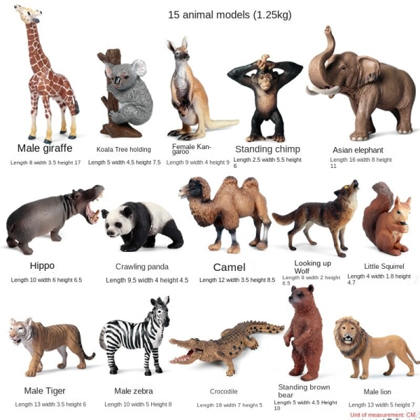Vilde Dyremodel Legetøj Dekoration Solid Tiger Løve Flodhest Næsehorn Elefant Panda Ko Sæt Børnelegetøj Camel 1311 small camel
