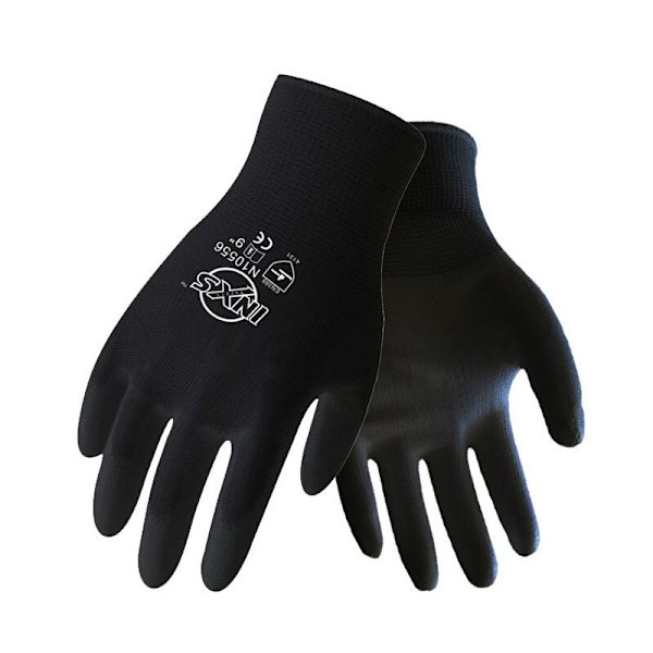 12 Par CE-certificerede Sorte Polyester PU Arbejdssikkerhedshandsker Mekaniker Arbejdshandsker Til Havearbejde Arbejdsbeskyttelseshandsker EN388 N10556 S