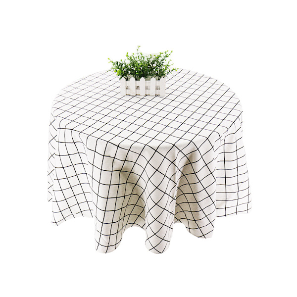 Japansk stil duk bomull lin rund bordduk nordisk borddeksel for hjem bryllupsfest dekorasjon trykt hvit gul C11 150cm