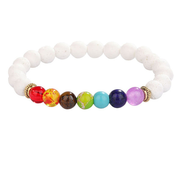 7 Chakra Healing Pärlarmband Naturlig Lavasten Tigeröga Pärlor Armband 8MM För Kvinnor Män Mode Yoga Smycken 26