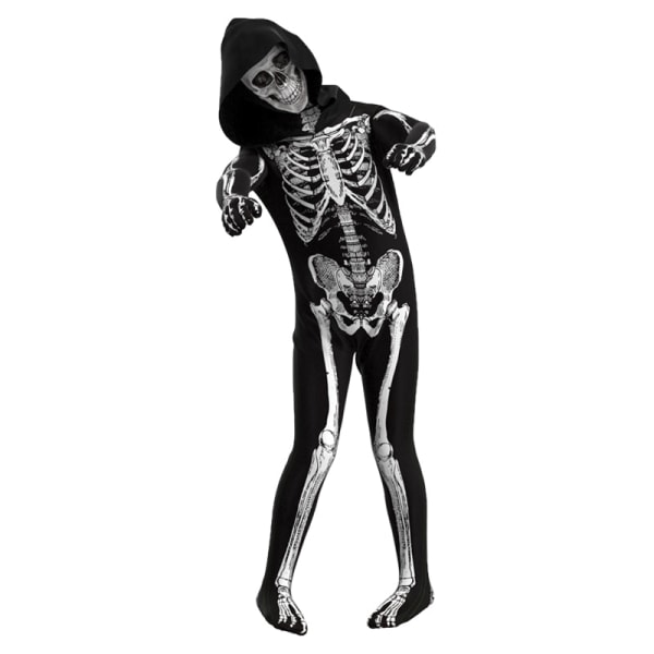 Halloween Barn Vuxen Skelett Skalle Kostymer Skrämmande Zombie Cosplay Jumpsuit Adult L