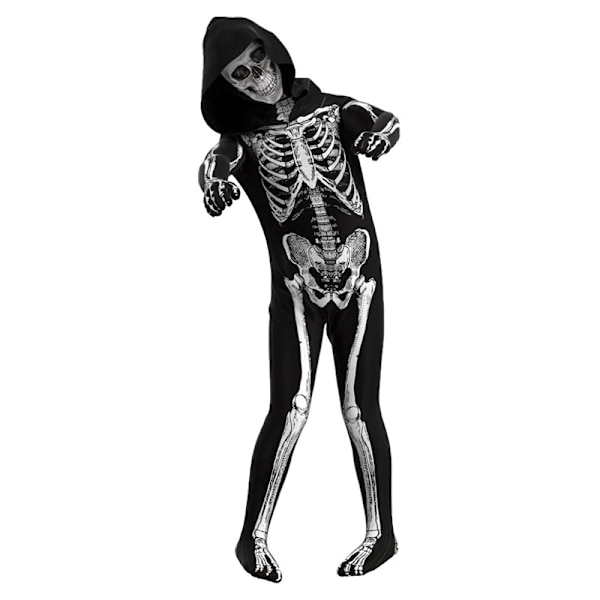 Halloween Børn Voksen Skelet Kranie Kostumer Skræmmende Zombie Cosplay Jumpsuit Adult XS