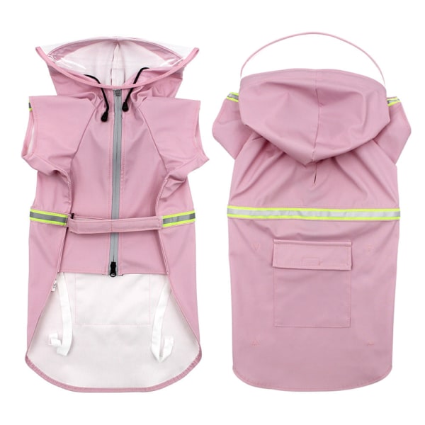 Vedenpitävä lemmikin sadetakki heijastinnauhoilla Pink 4XL