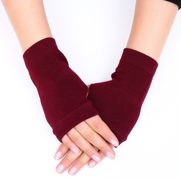 Dame Strikkede Flip Fingerløse Hansker Eksponert Halvfinger Votter Vinter Varme Tykkere Hansker Strikkeull Berøringsskjermhansker Grey One size