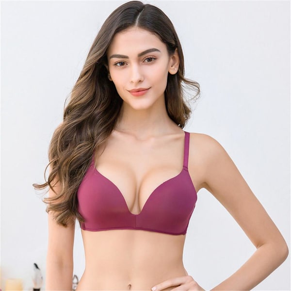 Varsbaby Dam Push Up Underkläder Enfärgad Trådlös Bekväm BH Red 34B