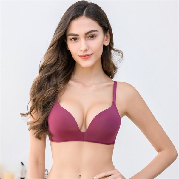 Varsbaby Dame Push Up Undertøj Ensfarvet Uden Bøjle Komfortabel BH Red 36B